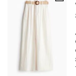H&M Cream Maxi Skirt with Tan Belt